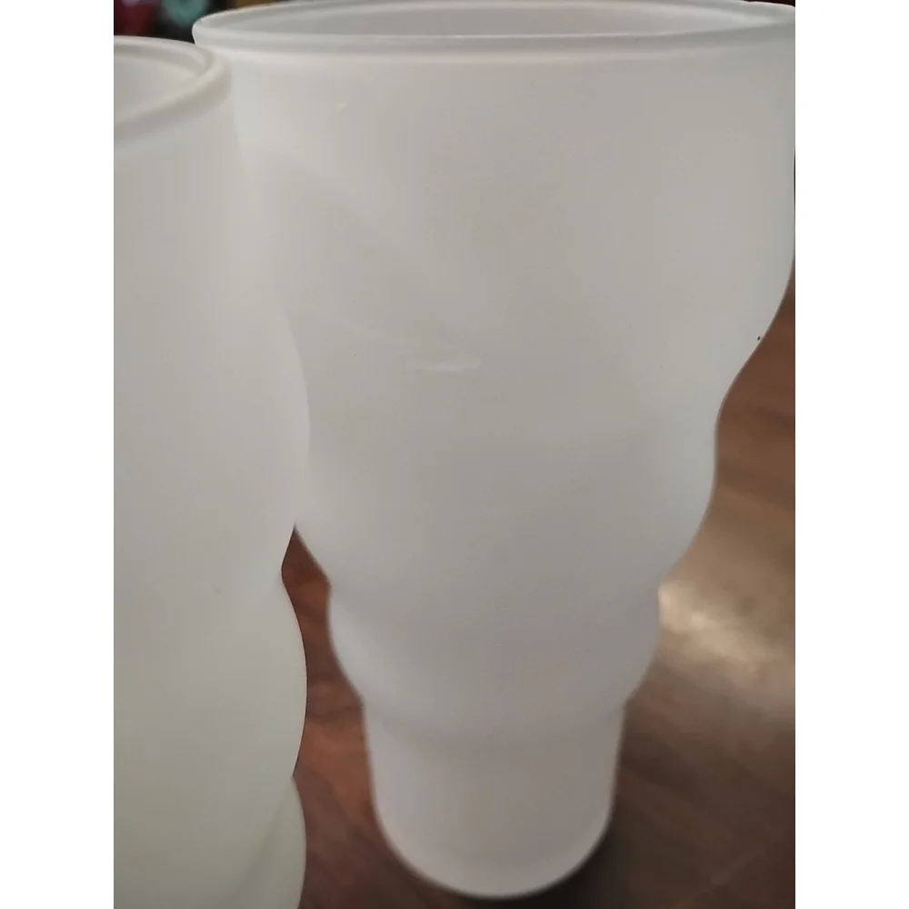 Vintage Frosted Glass Tumblers 7pc ripple Wavy Cocktail